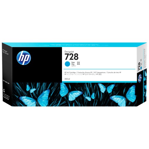 HP 728 300-ml Cyan DesignJet Ink Cartridge - F9K17A